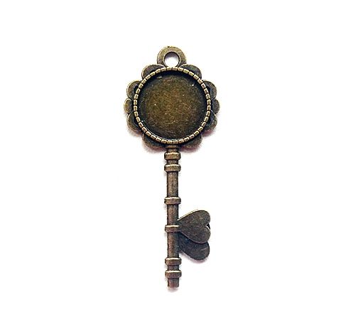 Основа для кулона в форме ключа №17, бронза, 7х3 см