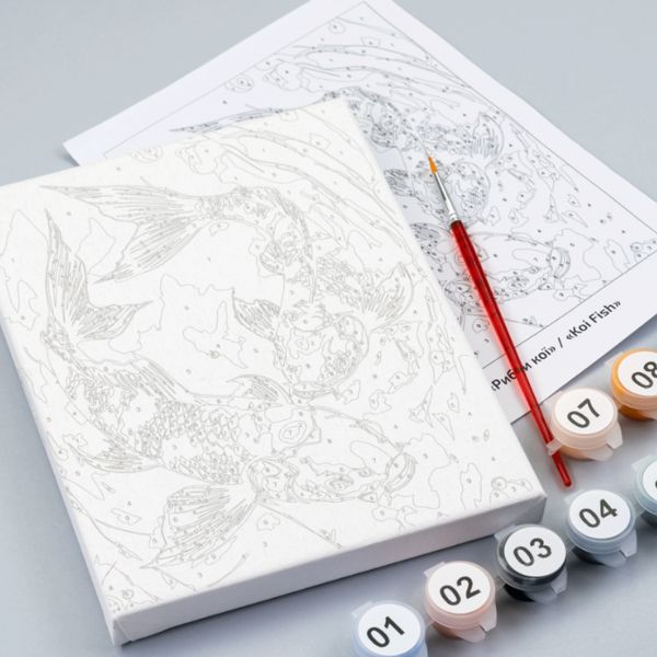 Набор, картина по номерам, Рыбки кои, 15х20см, с мольбертом, ROSA START - фото 5