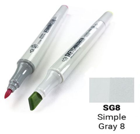 Маркер SKETCHMARKER, колір ПРОСТИЙ СІРИЙ 8 (Simple Gray 8) 2 пера: тонке та долото, SM-SG08 