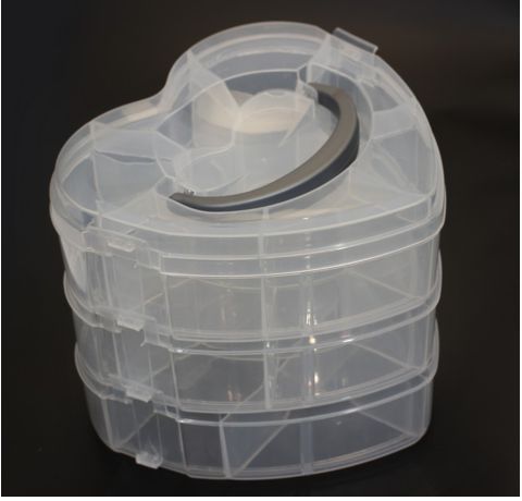 Пластиковый бокс-контейнер в форме сердца, 3 яруса, 24 ячейки