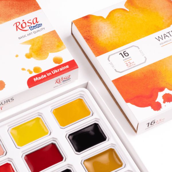 Набор акварельных красок PORTRAIT 16*2,5мл, кювета, картон, ROSA Studio - фото 3