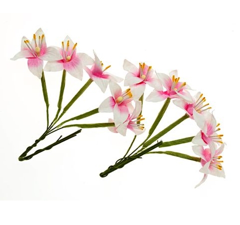 Цветы из шелковичной бумаги Лилии Бело-розовые, 10 шт/уп.