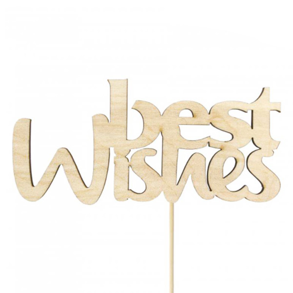 Заготовка топпер „Best Wishes“, фанера, 10х4,8 см, ROSA TALENT