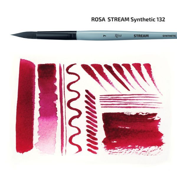 Пензли ROSA STREAM 132, синтетика кругла, коротка ручка (розмір на вибір)  - фото 3