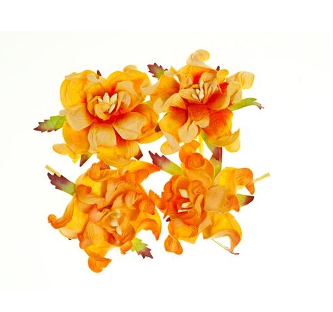 Квіти з шовковичного паперу Гарденії Жовто-жовтогарячі, 4 шт/уп. 