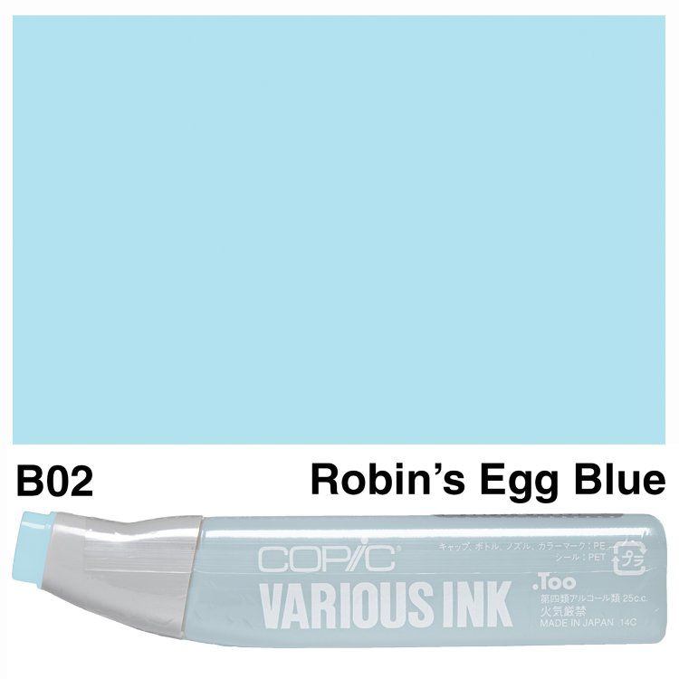 Чорнило для маркерів Copic Various Ink, #B-02 Robin's egg blue (Тьмяно-голубий) 