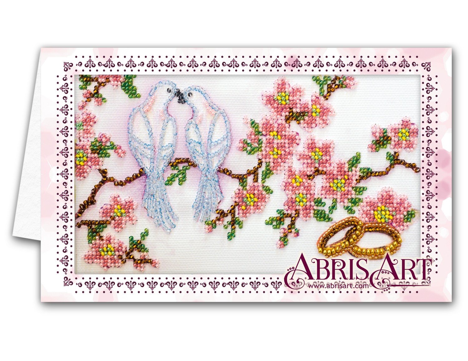 Набір листівок-конвертів для вишивки мікробісером «Весільні птахи» (8.4*14 см) 
