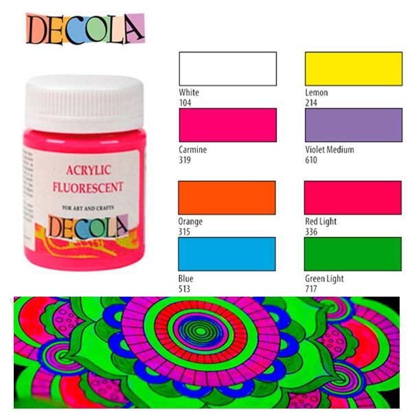 Краски для ткани флуоресцентные Decola (цвета в ассорт.), 50 ml. - фото 2