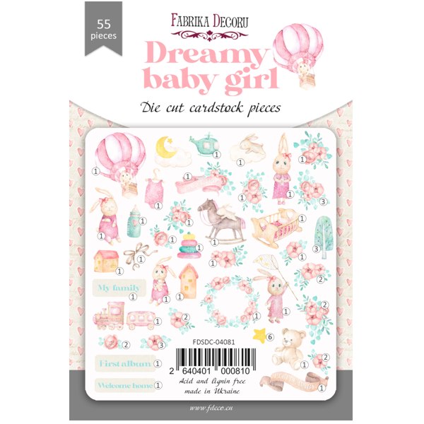 Набір висічок, колекція "Dreamy baby girl" Фабрика Декору, 55 шт/уп.  - фото 2
