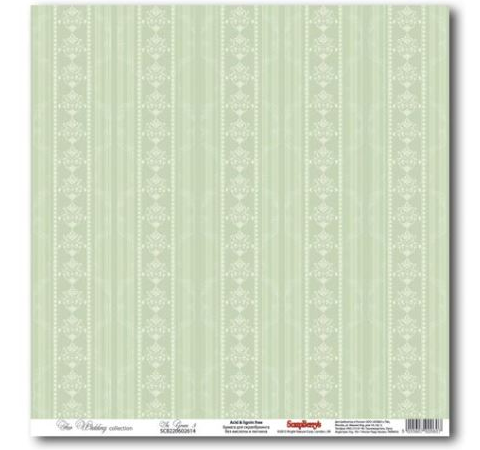 Двусторонний лист бумаги «Свадебная.Нежно-зеленый 3», 30х30 см,