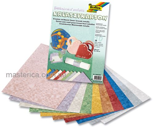 Набор текстурного картона «Цветной металлик» Folia, 10 листов 23*33 см