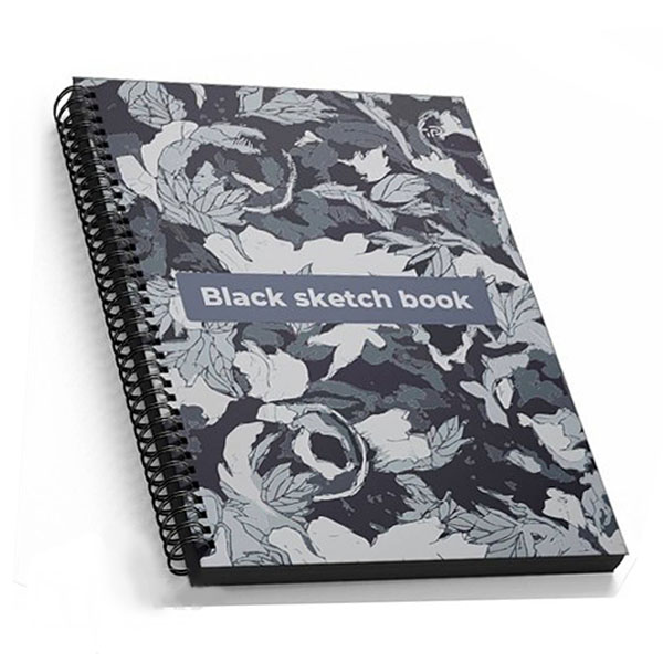 Блокнот Black Sketch Book, Flowers А5 (14,8х21 см) 160 г/м.кв. 128 л. на спіралі Profiplan 