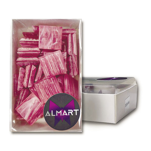 Скляна мозаїка ALMART, глянсова, рожева світла, 20x20 мм, 150 гр (50 шт). 