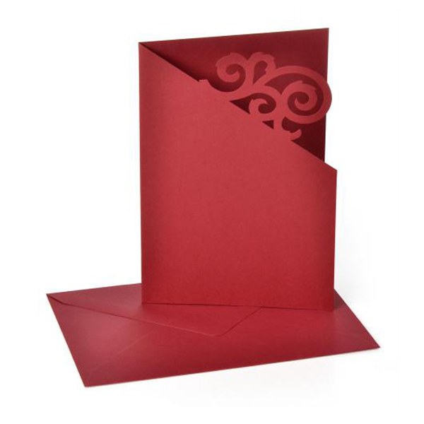 Folia открытка Motif Aperture Cards "Ornamental Scroll Motif" 220 гр, 10,8x15,5 см, №22 Dark red