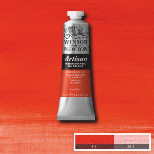 Олійна фарба, водорозчинна, Winsor Artisan 37 мл, №095 Cadmium red hue (Кадмій червоний)