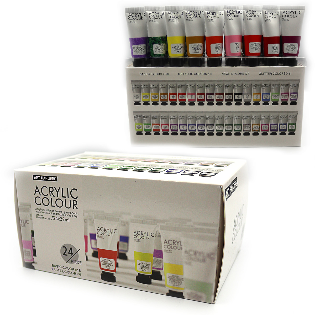 Набір акрилових фарб JO Art ranger (18 Basic colours+3 Pastel), 24x22 мл