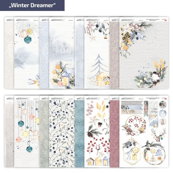Набор дизайнерской бумаги «Winter Dreamer» А4, 200гр., 8 листов, двухстороння матовая, ROSA TALENT