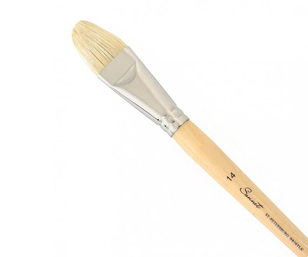 Кисть щетина «Сонет» овальная, длинная ручка, покрытая лаком, № 14, ширина 30 мм