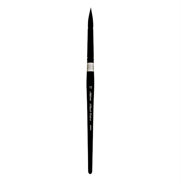 Кисть круглая BLACK VELVET 3000S, микс синт./белка, к.р., SilverBrush. №12