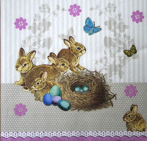 Салфетка Кролики и пасхальные яйца