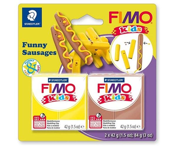 Набор для лепки из полимерной глины FIMO Kids "Веселые колбаски", 2 цв.*42 гр. - фото 1