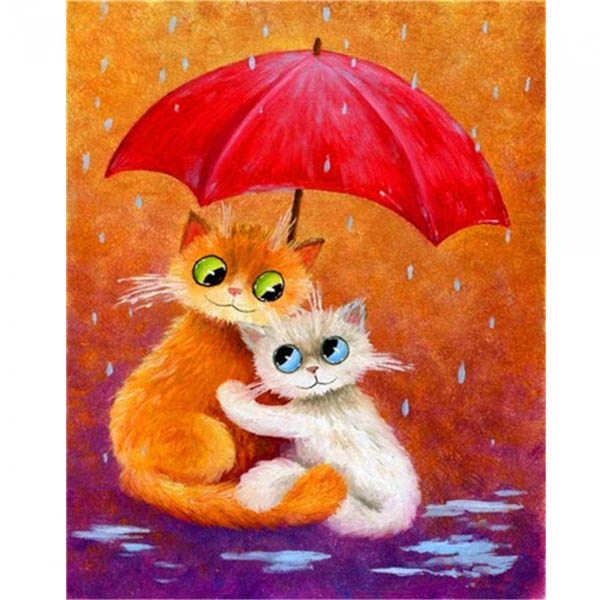 Алмазная мозаика SANTI «Котята под зонтиком», 30х40 см - фото 1