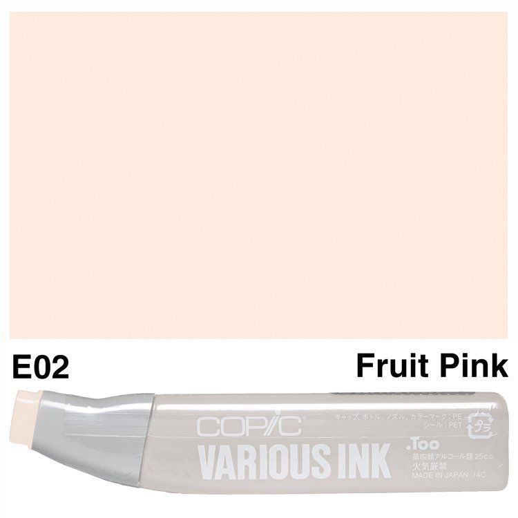 Чернила для маркеров Copic Various Ink, #E-02 Fruit pink (Фруктовый розовый). 12 мл