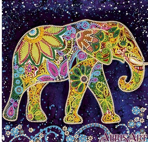 Схема для вышивки бисером на натуральном художественном холсте Индийский слон (20х20 см)