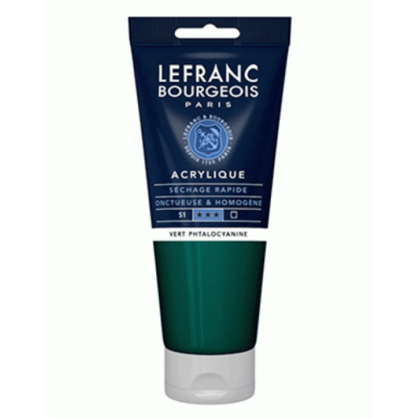Краска акриловая Lefranc Fine Acrylic Color 200 мл, #598 Phthalocyanine green (Фталоцианин)
