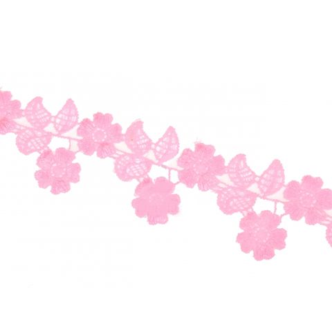 Квіткове мереживо, рожеве, 1 метр 
