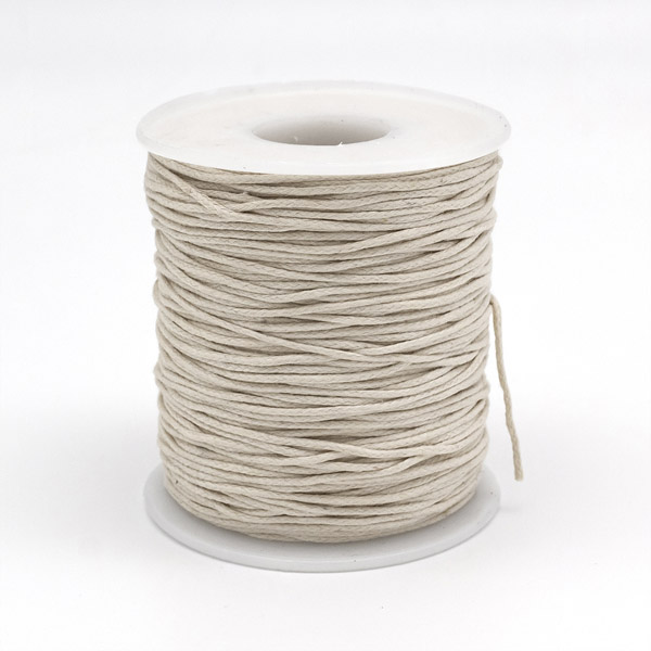 Шнур вощёный хлопковый, толщина - 1 мм, цвет: Античный Белый (90 метров)