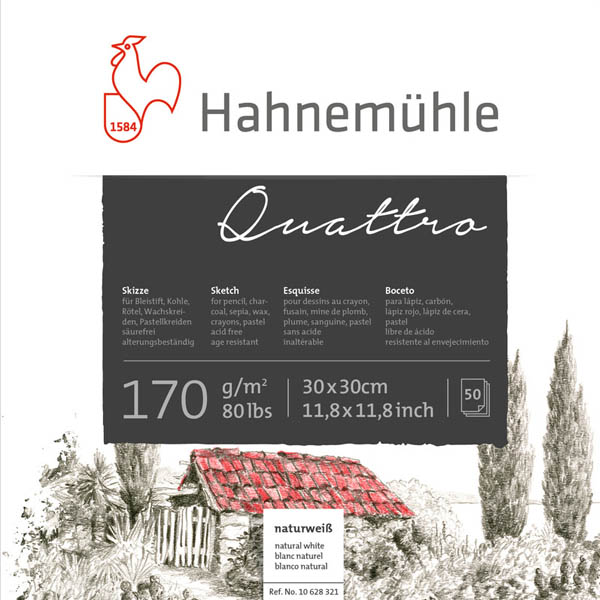 Альбом для набросков Hahnemuhle «Quattro», квадратная форма, 50л, 170г/м2, 40х40см - фото 1