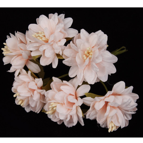 Букетик искусственных цветов хризантемы 6 шт/уп., НЕЖНО-РОЗОВЫЕ - фото 1