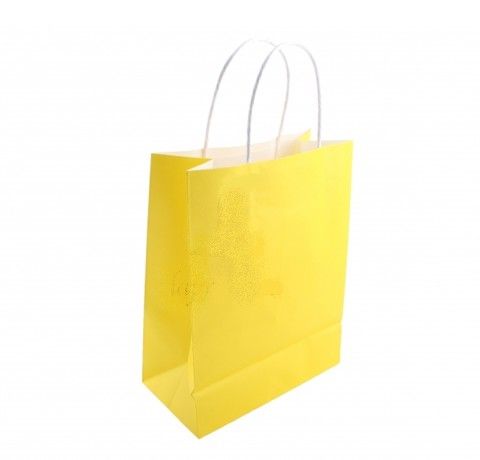 Паперовий крафт-пакет, Жовтий, 21х8х15 см 