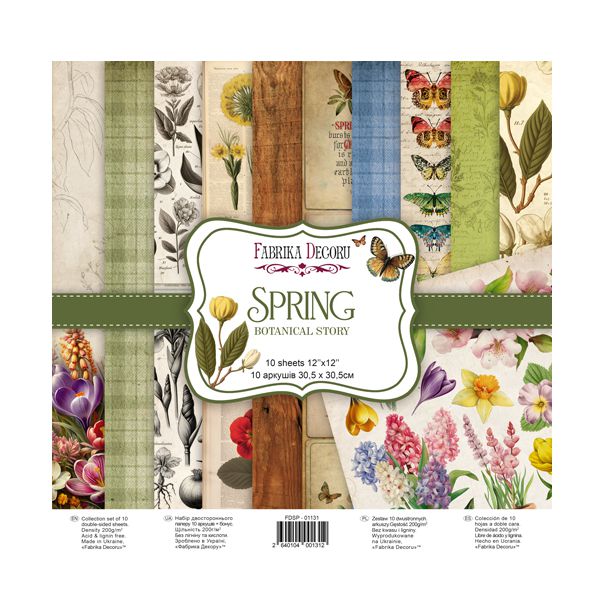 Набір скраппаперу "Spring botanical story", 30,5х30,5 см Фабрика Декору - фото 1