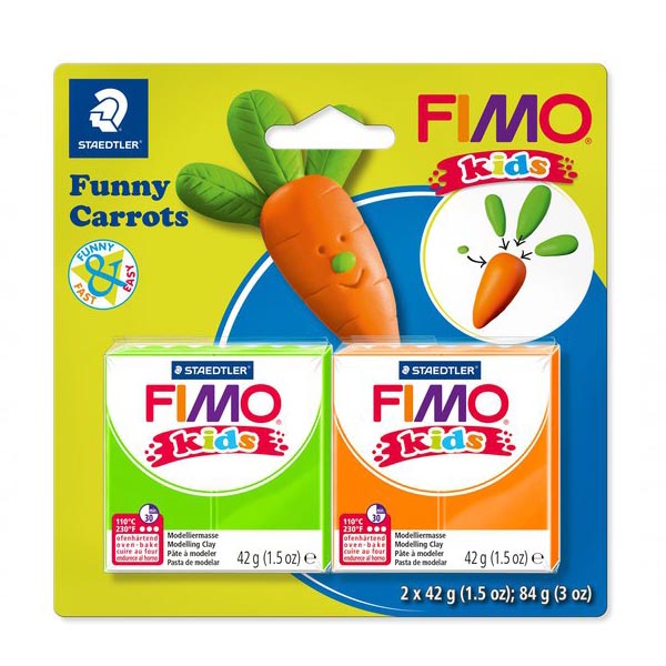 Набір для ліплення з полімерної глини FIMO Kids "Весела морквина", 2 кол.*42 гр.  - фото 1