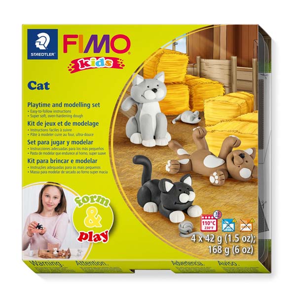 Набор полимерной глины FIMO Kids «Котики», 4 цв.*42 гр. - фото 1