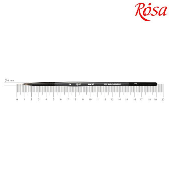 Кисть ROSA WAVE 148 микс: белка/соболь круглый, лайнер, короткая ручка, №2 - фото 1
