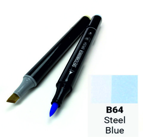 Маркер SKETCHMARKER BRUSH, цвет СИНЯЯ СТАЛЬ (Steel Blue) 2 пера: долото и мягкое, SMB-B064