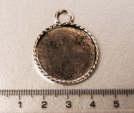 Основа для кулона,Круглая 29х29 мм, Античное серебро