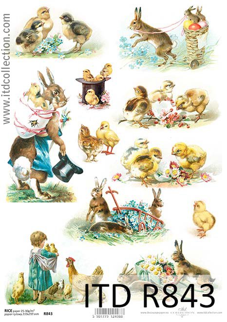 Рисовий папір «Кролики та курчата» А4 