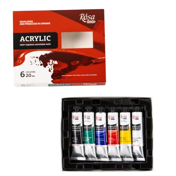 Набор акриловых красок ROSA Studio, 6x20 ml - фото 3