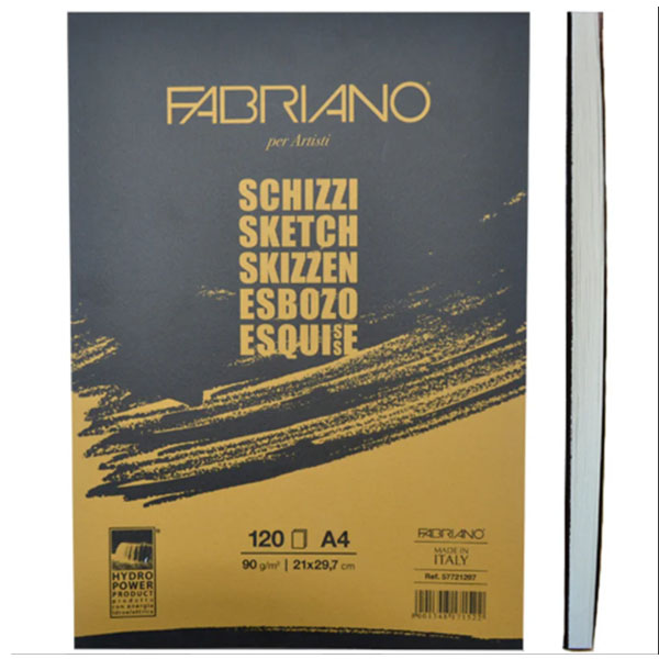 Склейка для ескізів Fabriano Schizzi Sketch A4 (21х29,7 см), 90г/м2, 120л. 