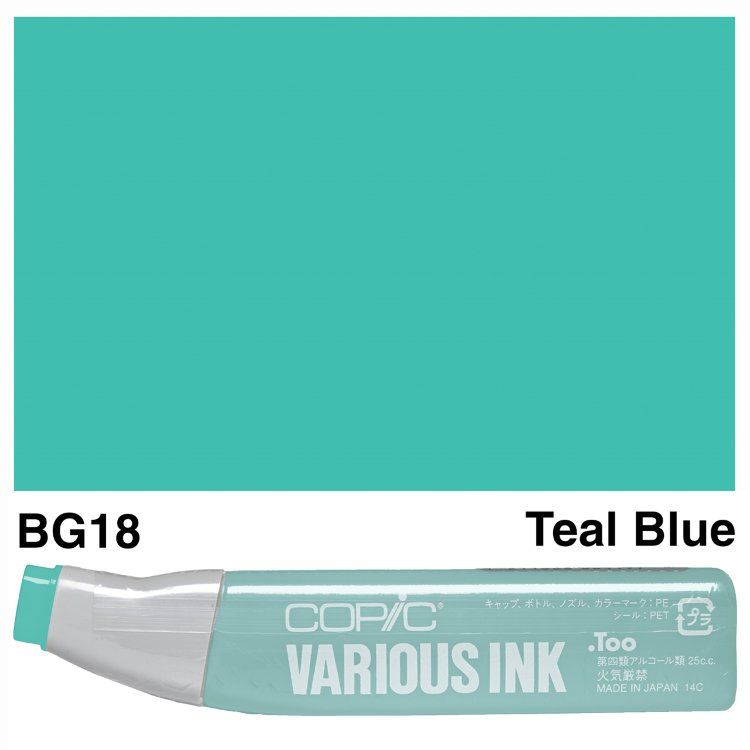 Чернила для маркеров Copic Various Ink, #BG-18 Teal blue (Бирюзово-голубой)