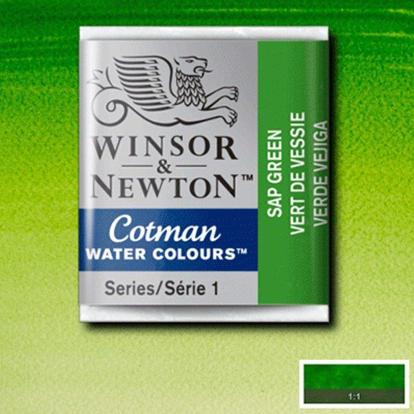 Winsor акварель Cotman Half Pan, № 599 Sap Green (Высушеная зелень) - фото 1