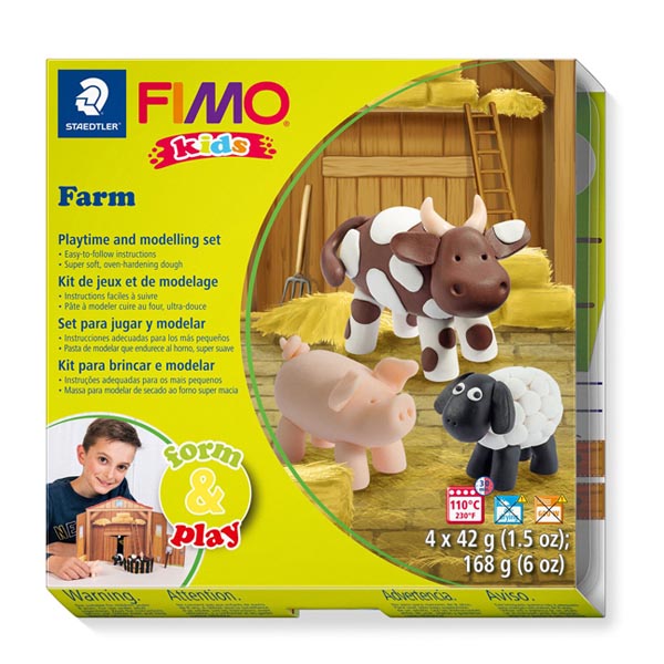 Набор полимерной глины FIMO Kids «Ферма», 4 цв.*42 гр. - фото 1