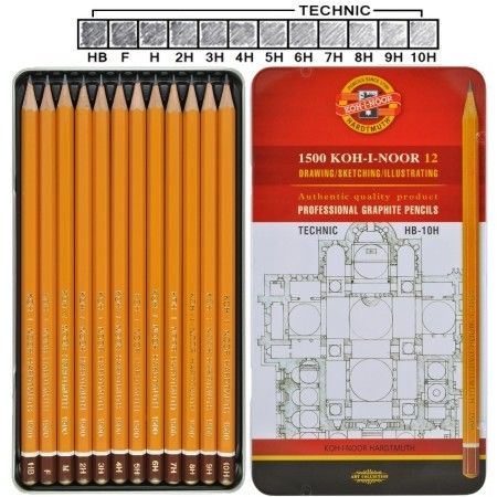 Набор графитных карандашей 1500 Art, НB-10H, 12 шт.