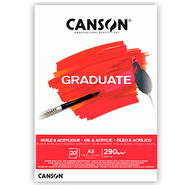 Canson блок бумаги для акрила/масла Graduate, 290 г/м2, А5, 14,8х21см. 20 листов