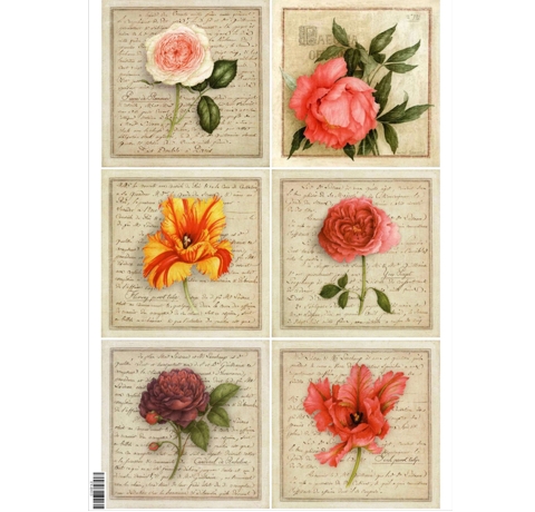 Декупажна карта «Троянди та тюльпани», 30х42 см 