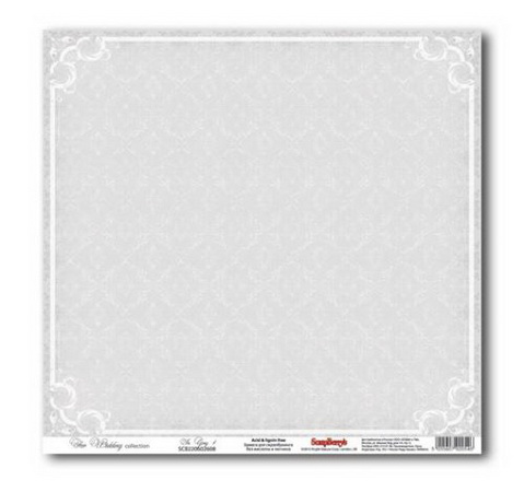 Бумага для скрапбукинга Свадебная Серая-1, 30,5х30,5 см